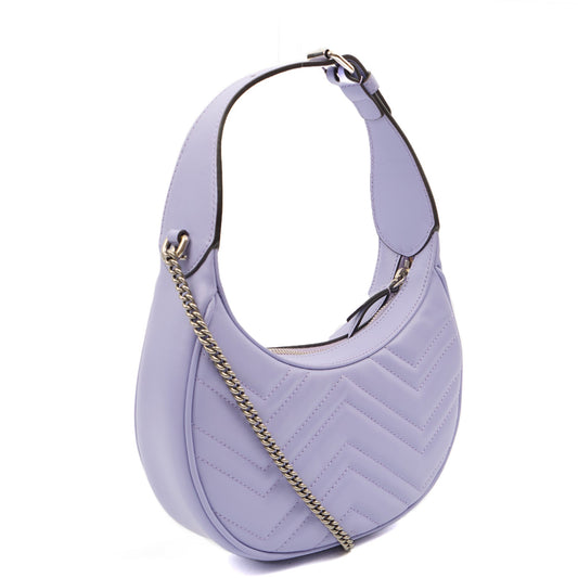 Gucci Top Handle Half Moon Hobo in Purple, Leather — Side View