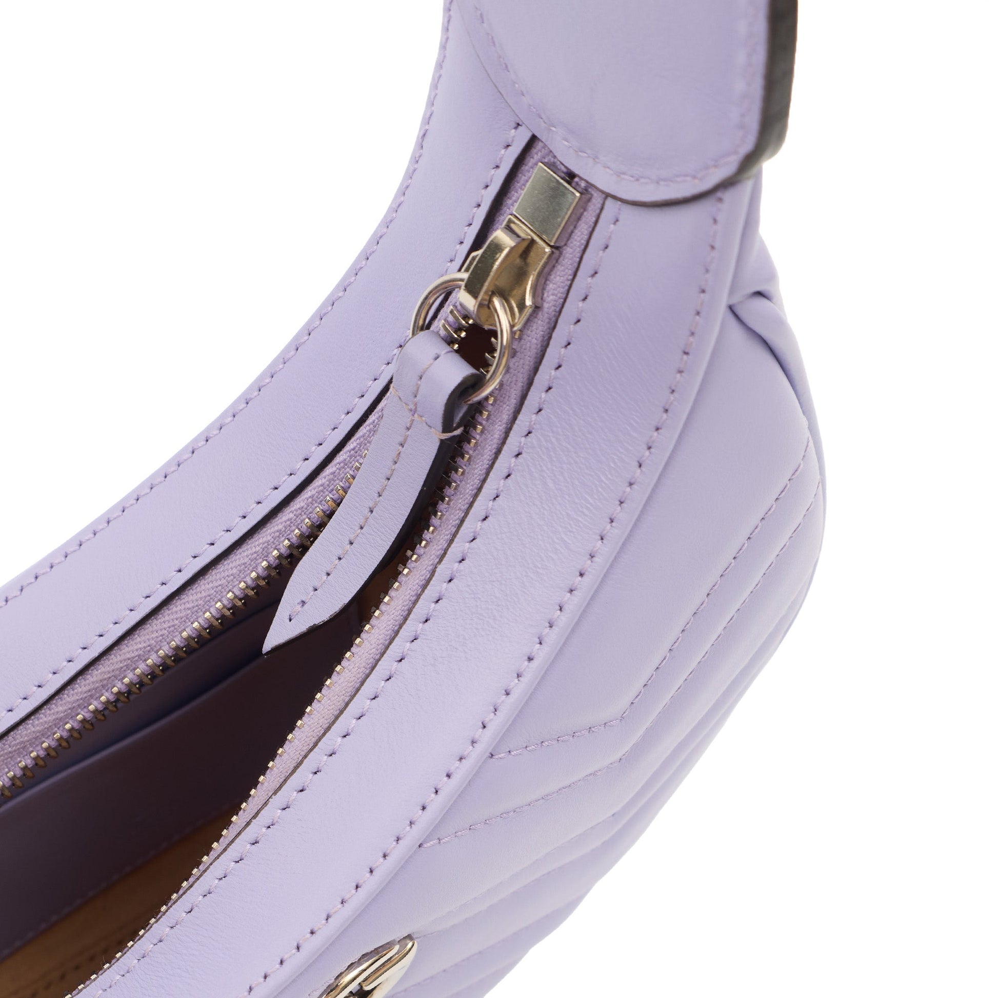 Gucci Top Handle Half Moon Hobo in Purple, Leather — Detail View