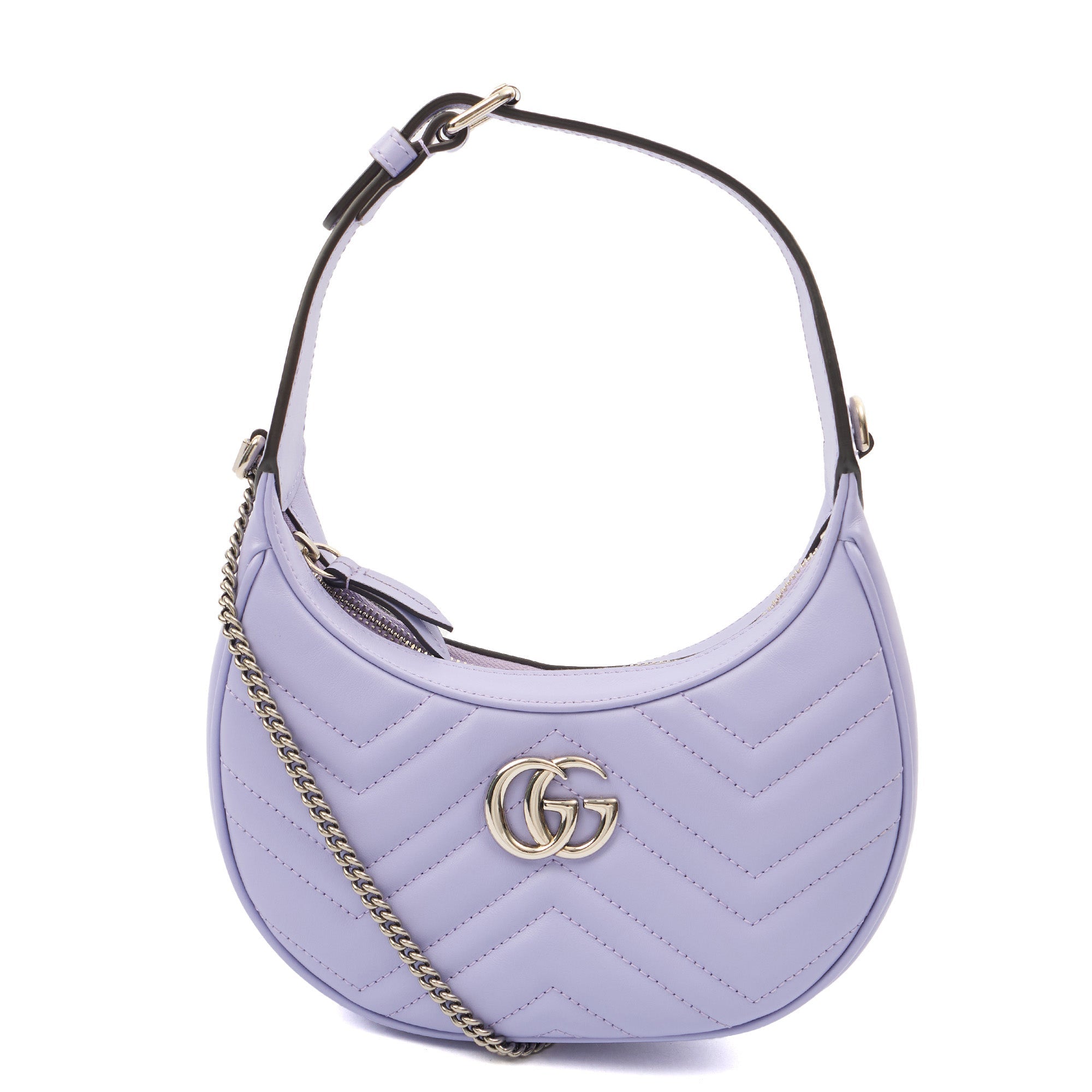 Gucci Top Handle Half Moon Hobo in Purple, Leather — Front View