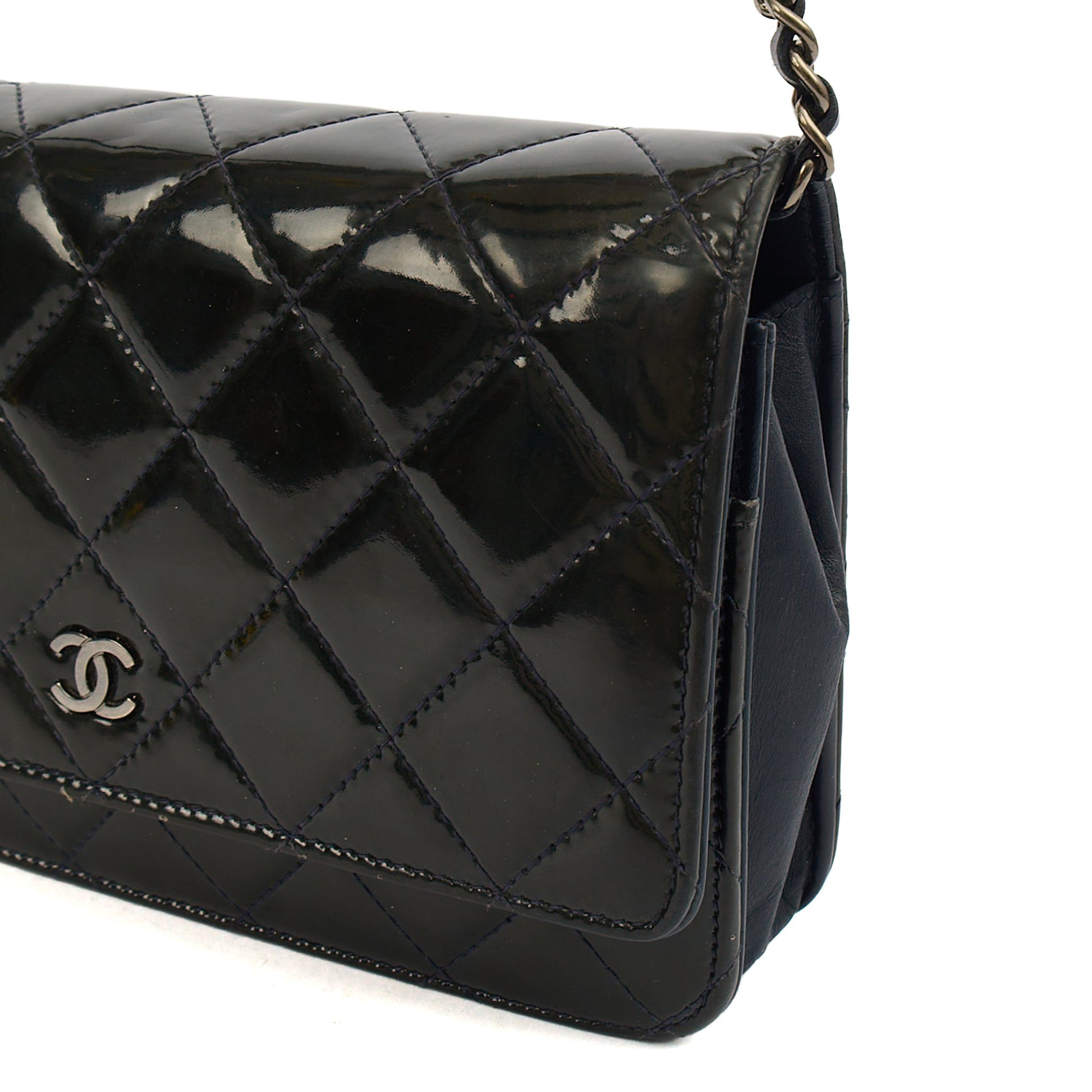 Chanel Cross Body Wallet on Chain in Blue, Patent Leather — Alternate View 7