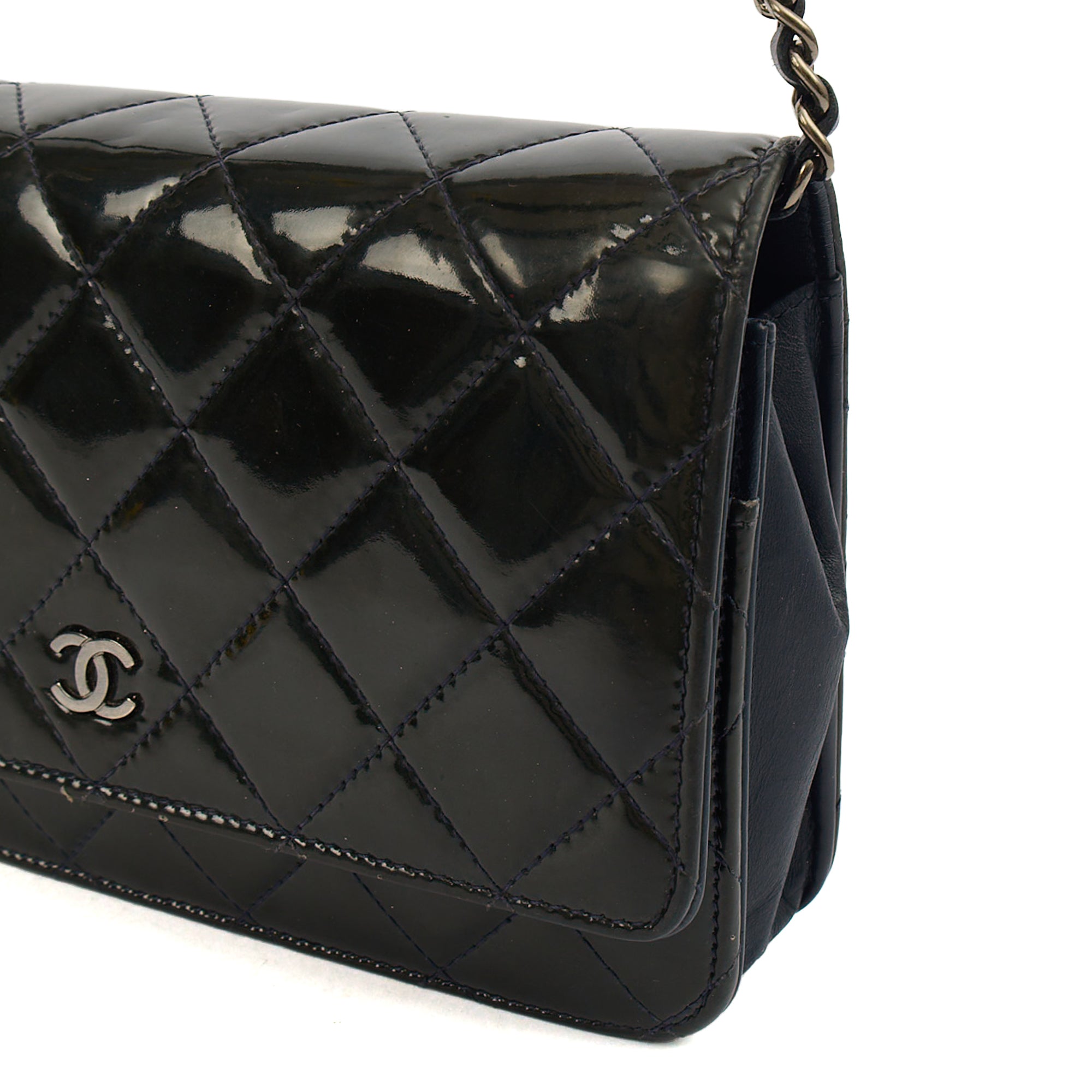 Chanel Cross Body Wallet on Chain in Blue, Patent Leather — Alternate View 7