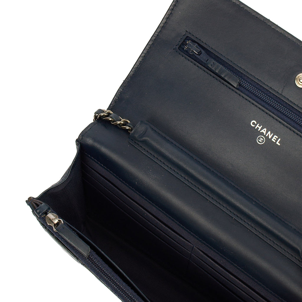 Chanel Cross Body Wallet on Chain in Blue, Patent Leather — Alternate View 8