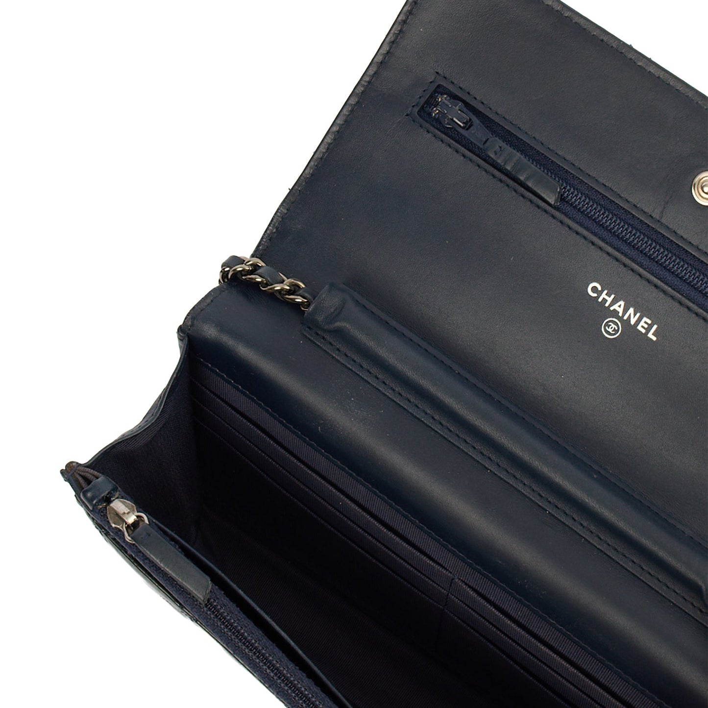 Chanel Cross Body Wallet on Chain in Blue, Patent Leather — Alternate View 8