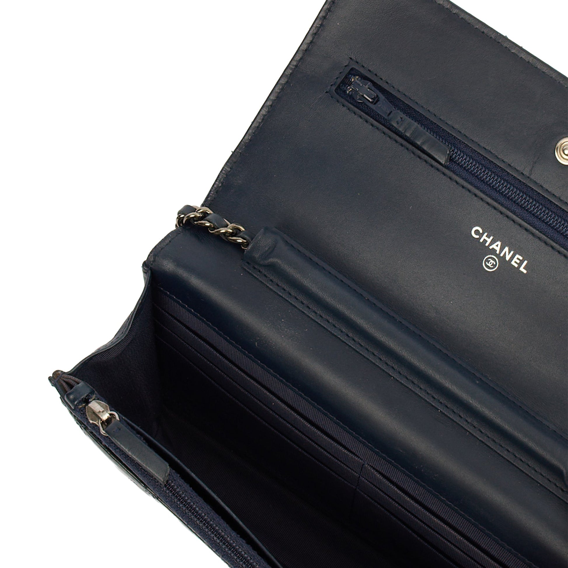 Chanel Cross Body Wallet on Chain in Blue, Patent Leather — Alternate View 8