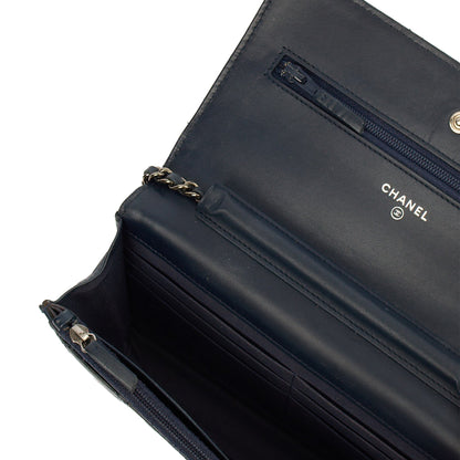 Chanel Cross Body Wallet on Chain in Blue, Patent Leather — Alternate View 8