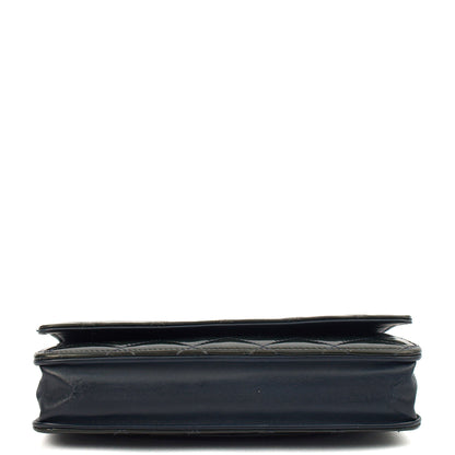 Chanel Cross Body Wallet on Chain in Blue, Patent Leather — Detail View