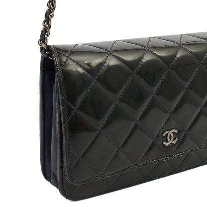 Chanel Cross Body Wallet on Chain in Blue, Patent Leather — Lifestyle View