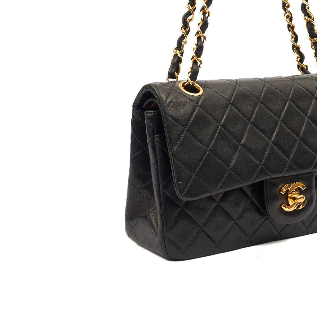 Chanel Cross Body Classic Double Flap - Small in Navy, Lambskin Leather — Alternate View 8
