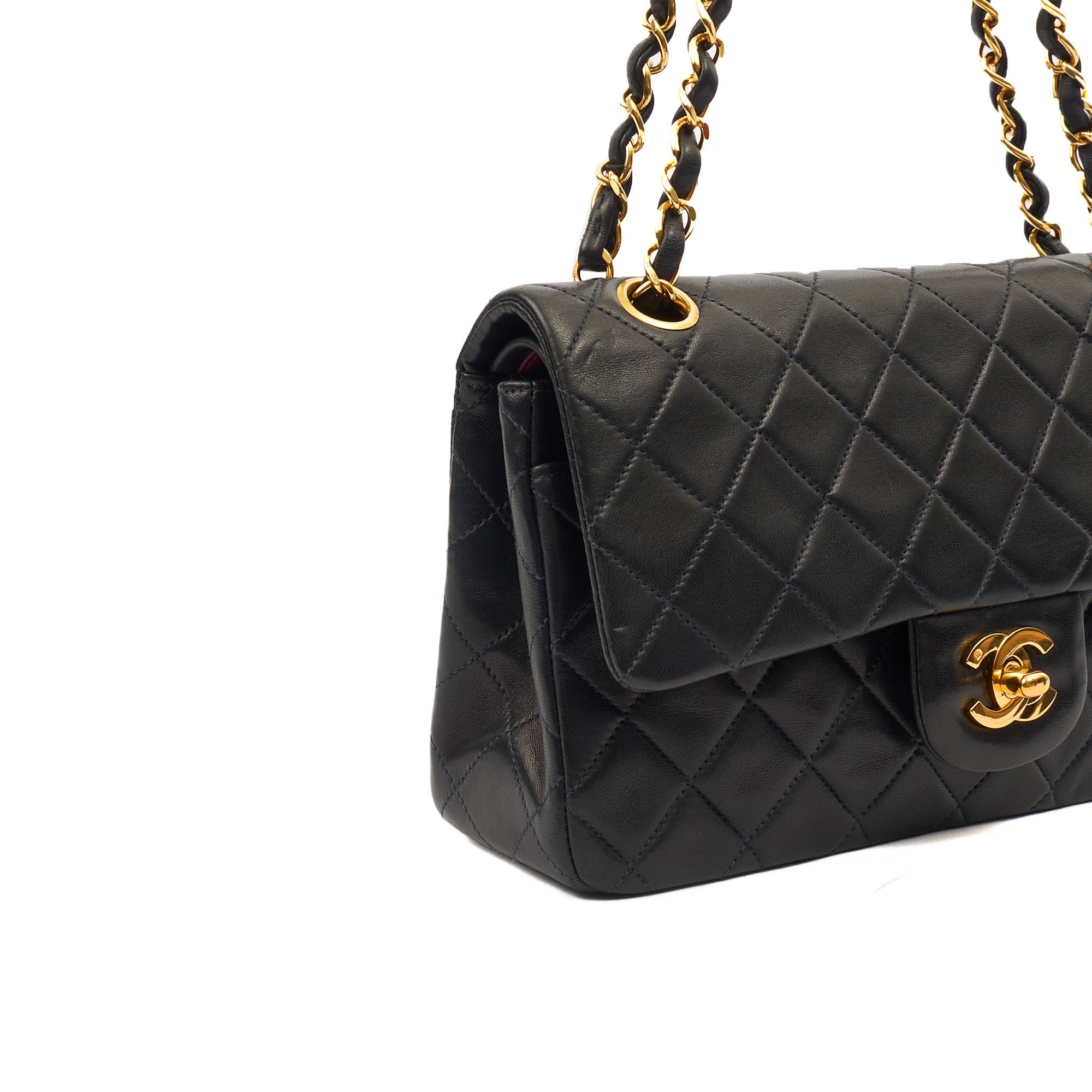 Chanel Cross Body Classic Double Flap - Small in Navy, Lambskin Leather — Alternate View 18