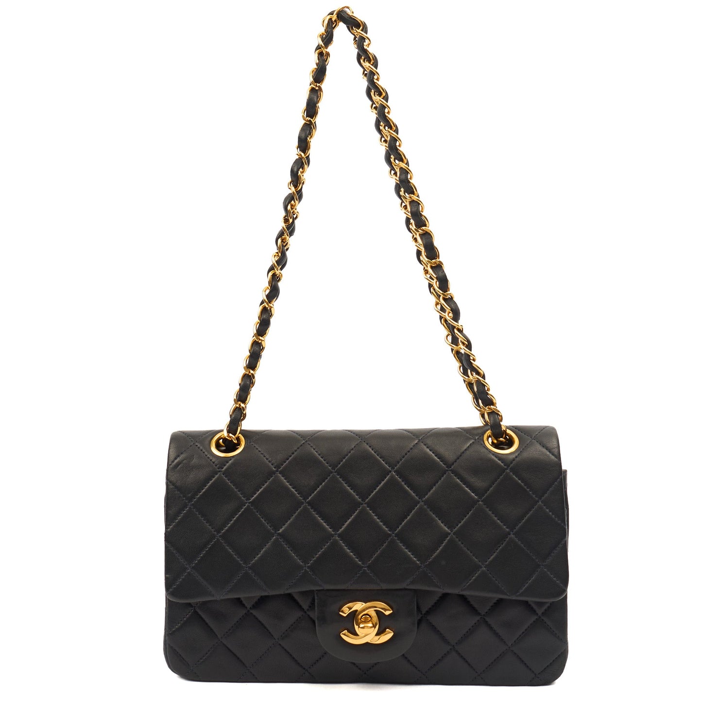 Chanel Cross Body Classic Double Flap - Small in Navy, Lambskin Leather — Alternate View 7
