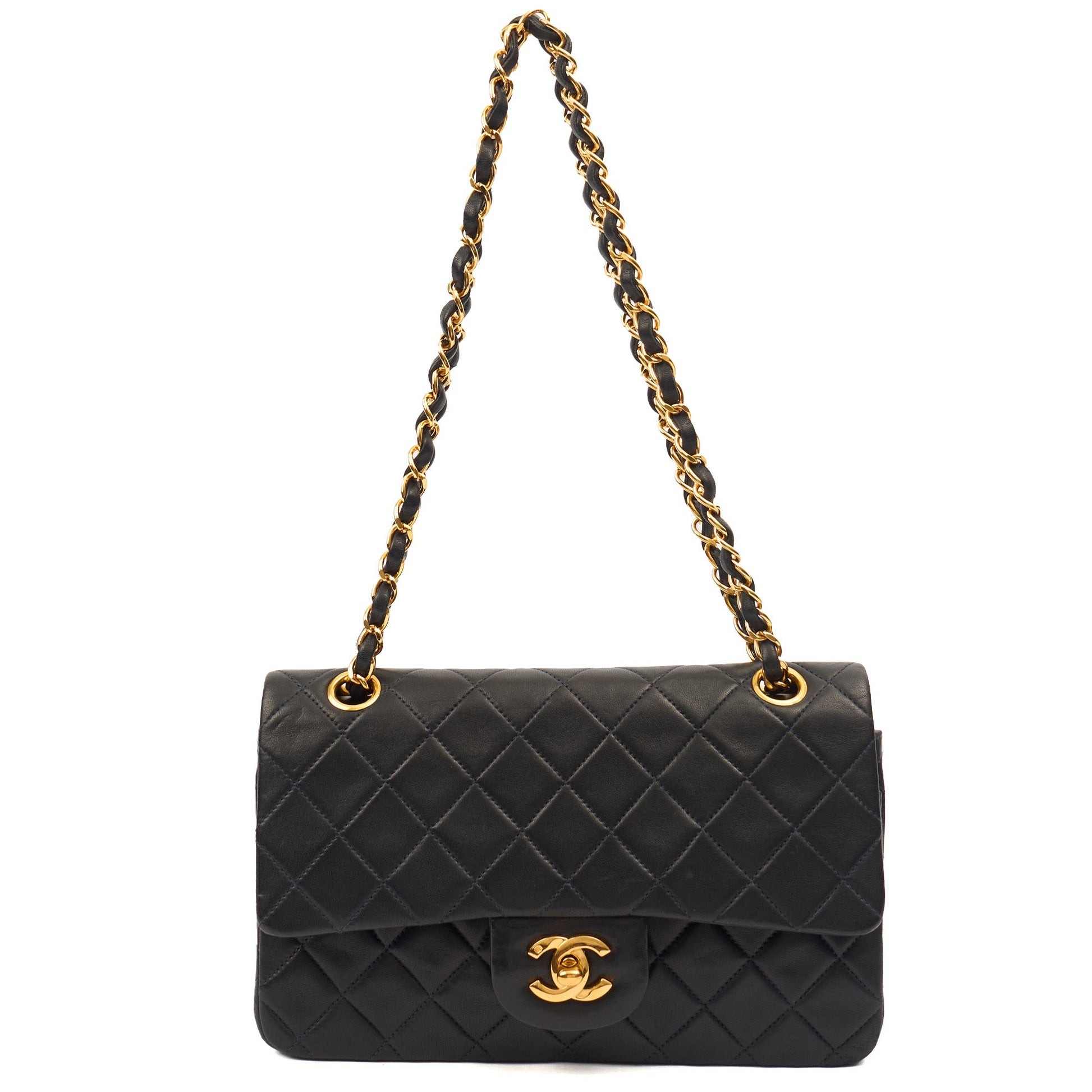 Chanel Cross Body Classic Double Flap - Small in Navy, Lambskin Leather — Alternate View 7
