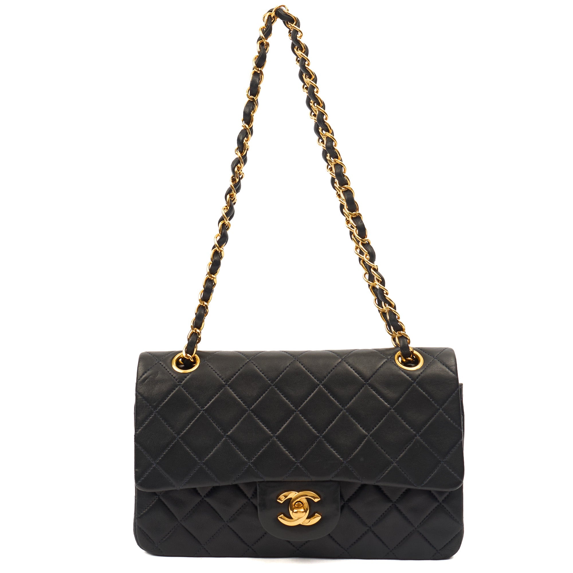 Chanel Cross Body Classic Double Flap - Small in Navy, Lambskin Leather — Alternate View 17