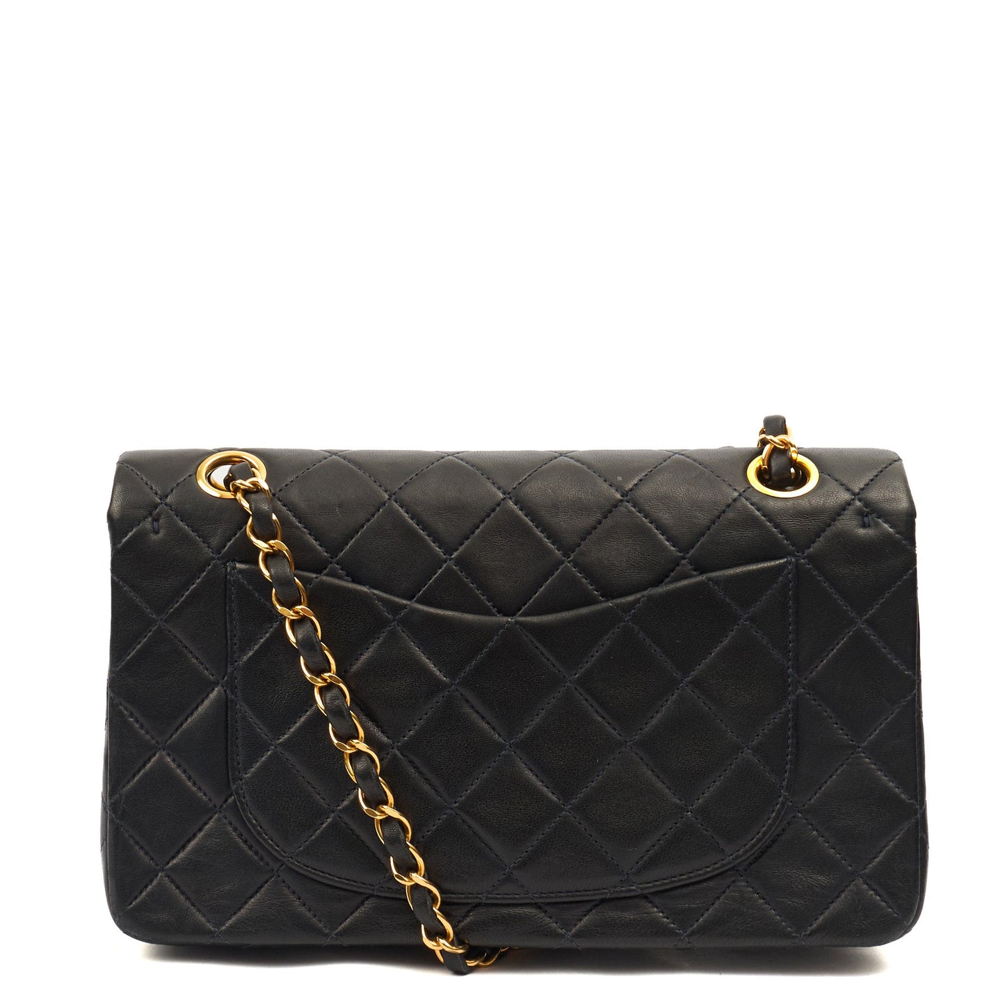 Chanel Cross Body Classic Double Flap - Small in Navy, Lambskin Leather — Top View