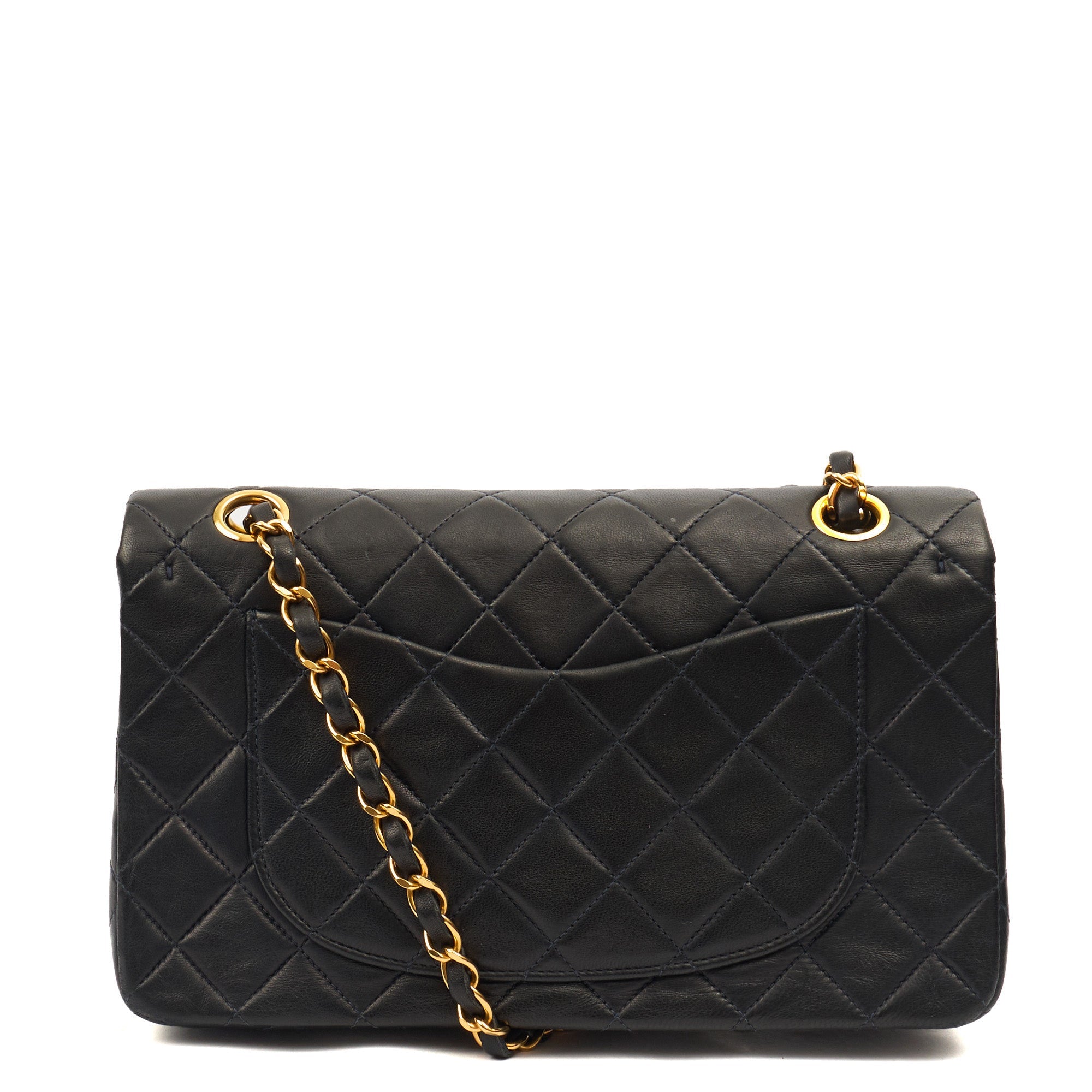Chanel Cross Body Classic Double Flap - Small in Navy, Lambskin Leather — Top View