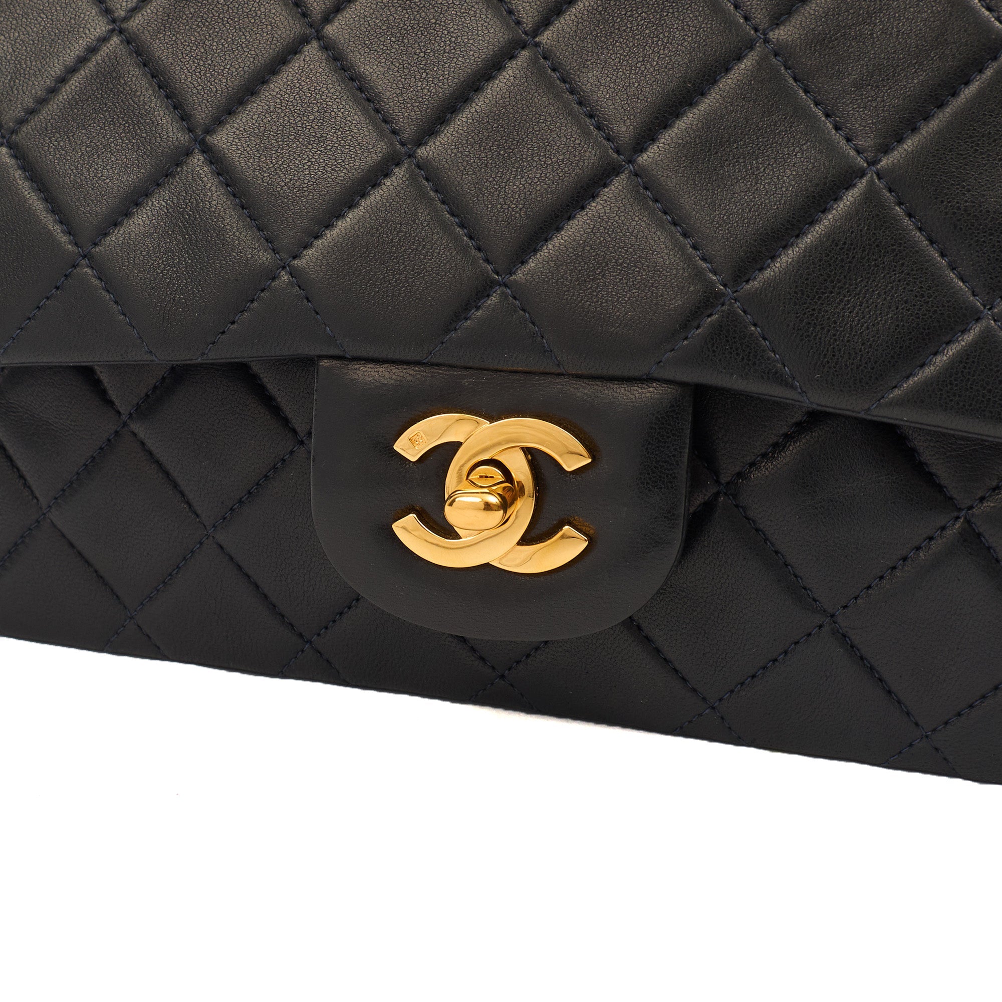 Chanel Cross Body Classic Double Flap - Small in Navy, Lambskin Leather — Alternate View 12
