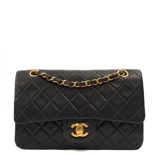 Chanel Cross Body Classic Double Flap - Small in Navy, Lambskin Leather — Front View