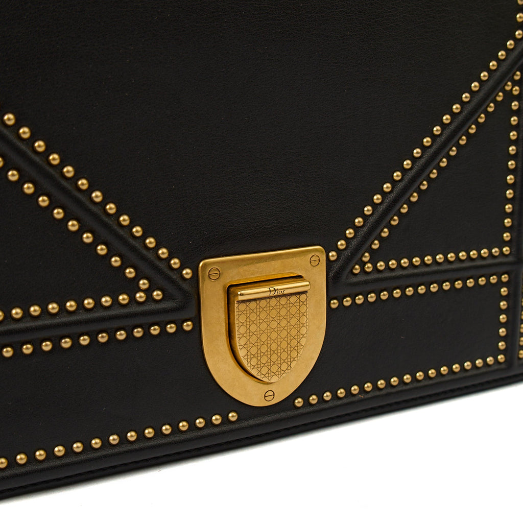 Christian Dior Cross Body Diorama - Medium in Black, Leather — Detail View