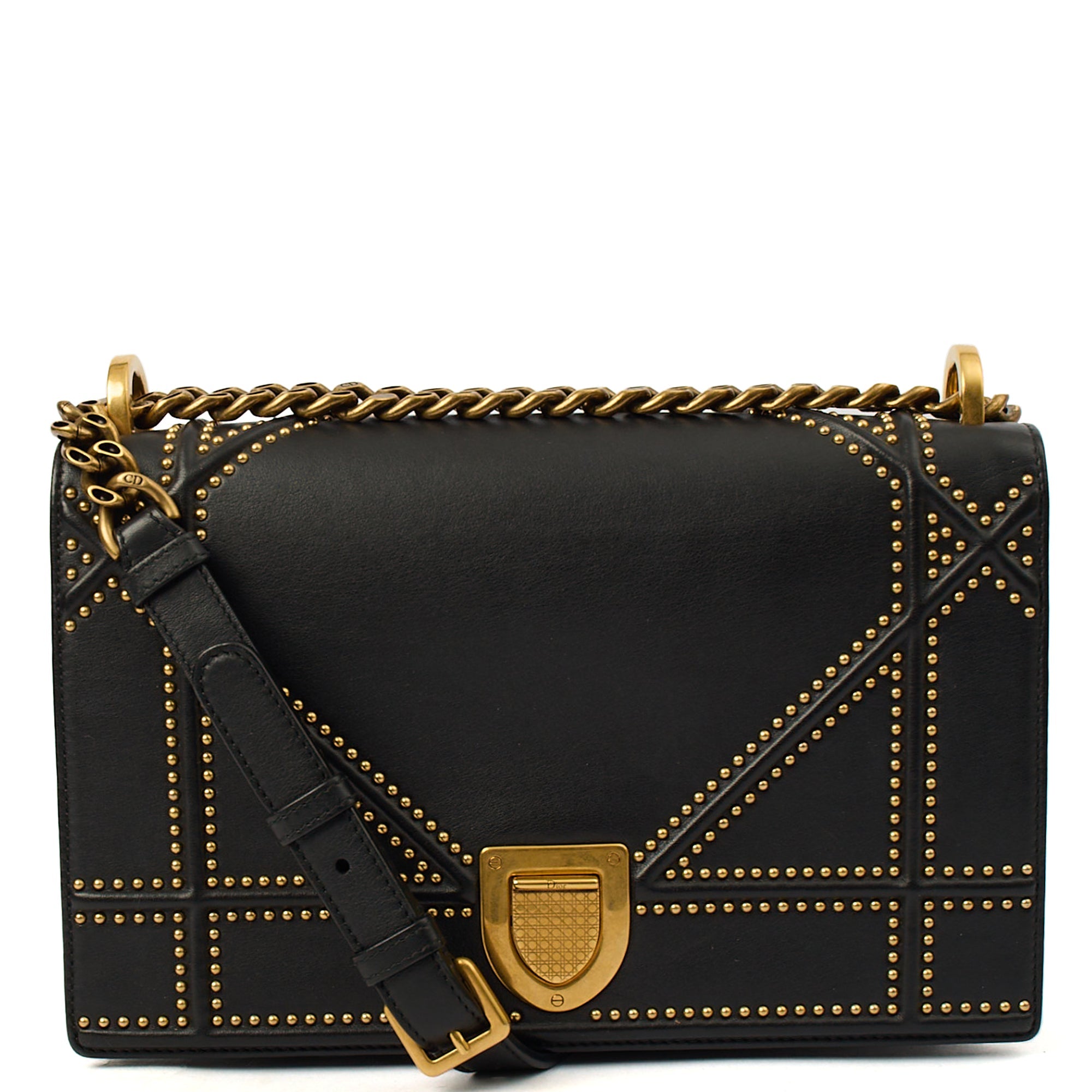 Christian Dior Cross Body Diorama - Medium in Black, Leather — Front View