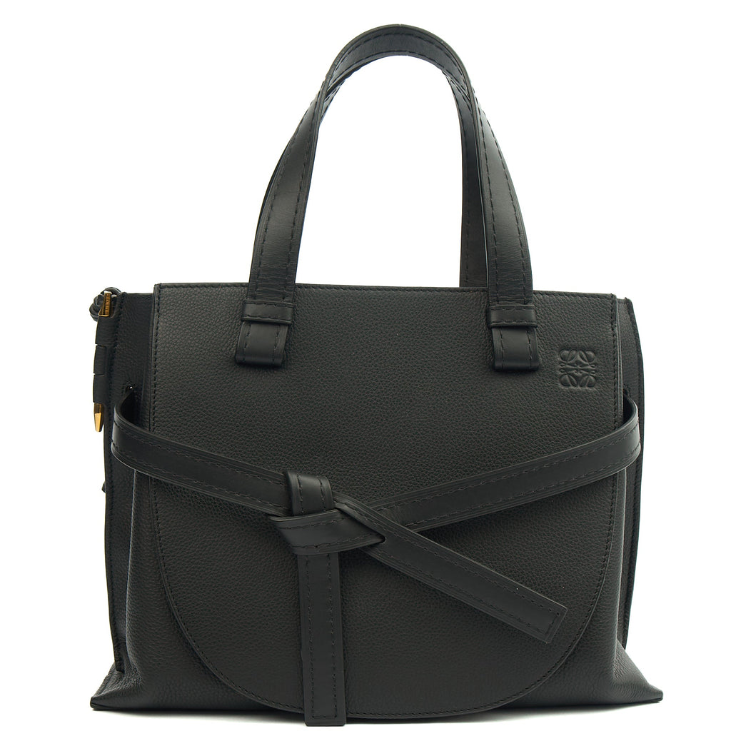 Loewe Tote Gate - Small in Black, Leather — Front View