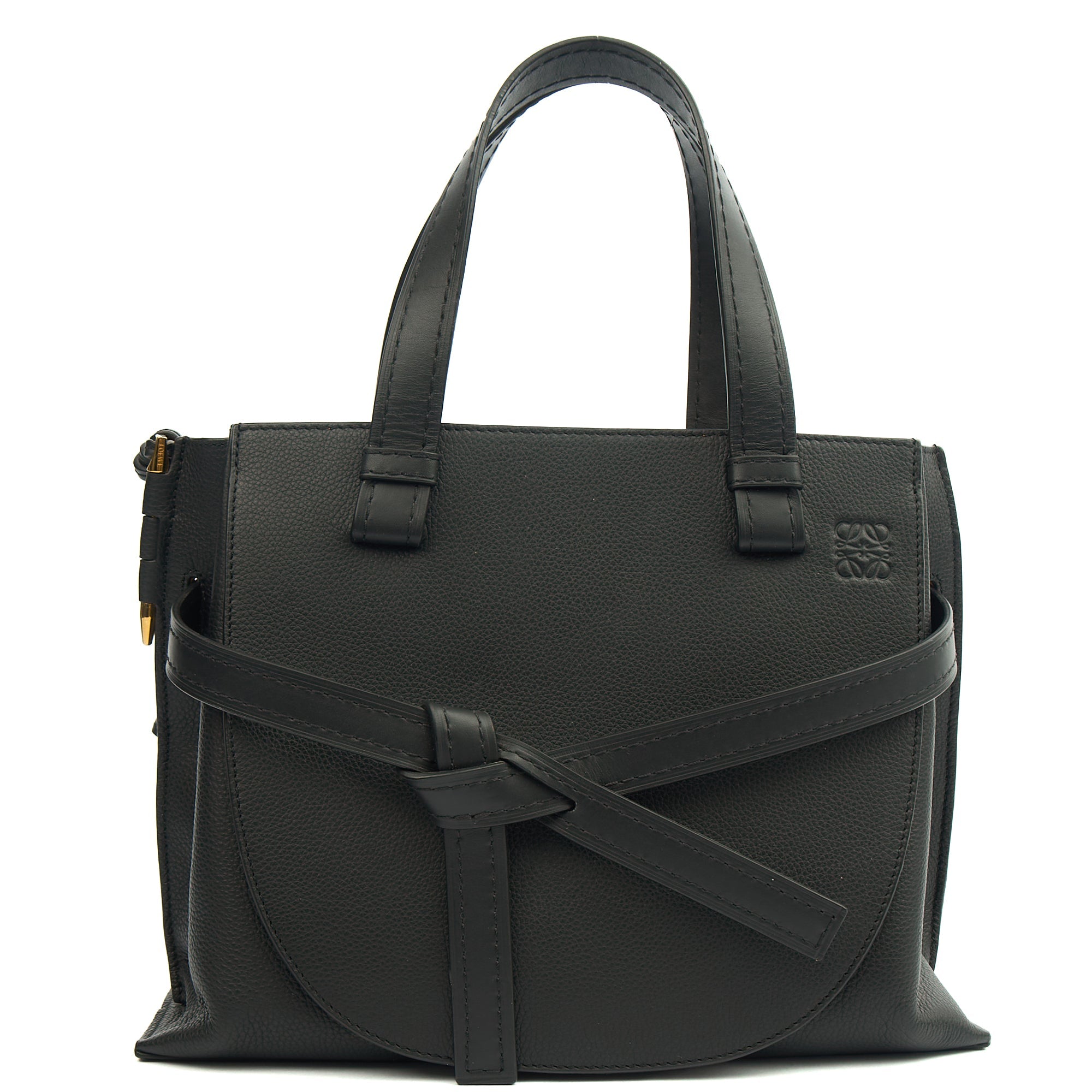 Loewe Tote Gate - Small in Black, Leather — Front View