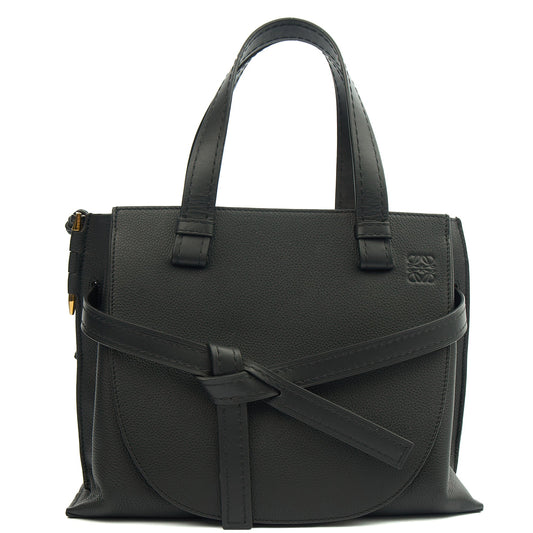 Loewe Tote Gate - Small in Black, Leather — Front View