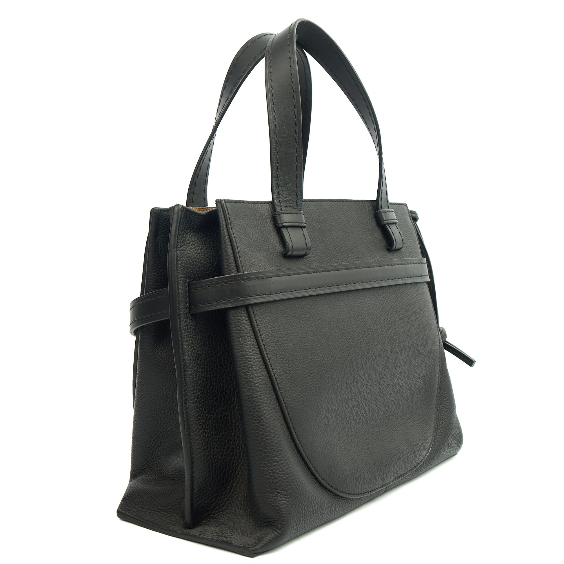 Loewe Tote Gate - Small in Black, Leather — Side View