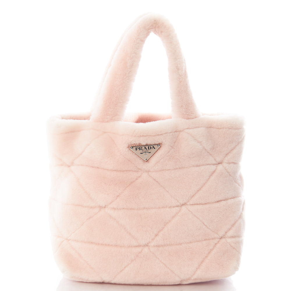 Prada Tote Tote in Pink, Velvet — Front View