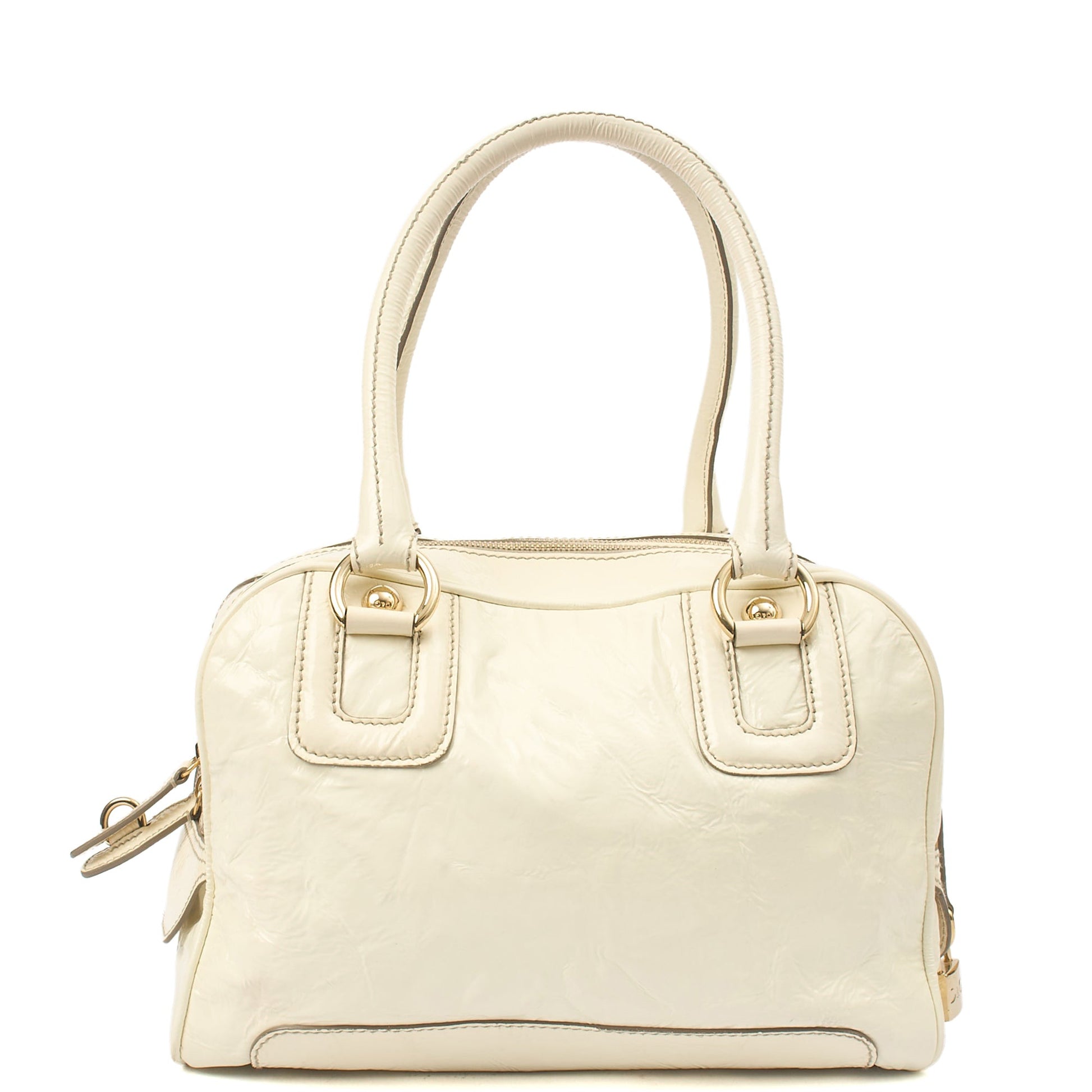 Dolce & Gabbana Shoulder Bag Tote in White, Patent Leather — Back View