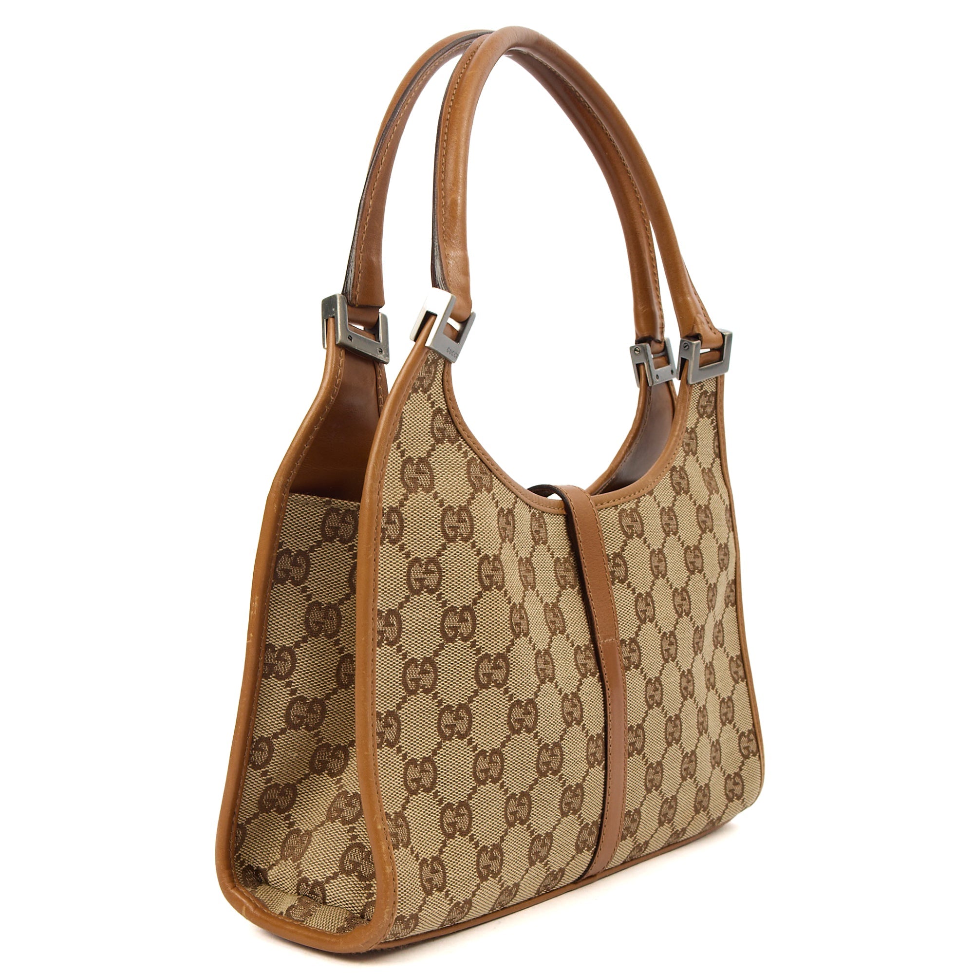 Gucci Shoulder Bag Jackie in Brown, GG Canvas — Top View