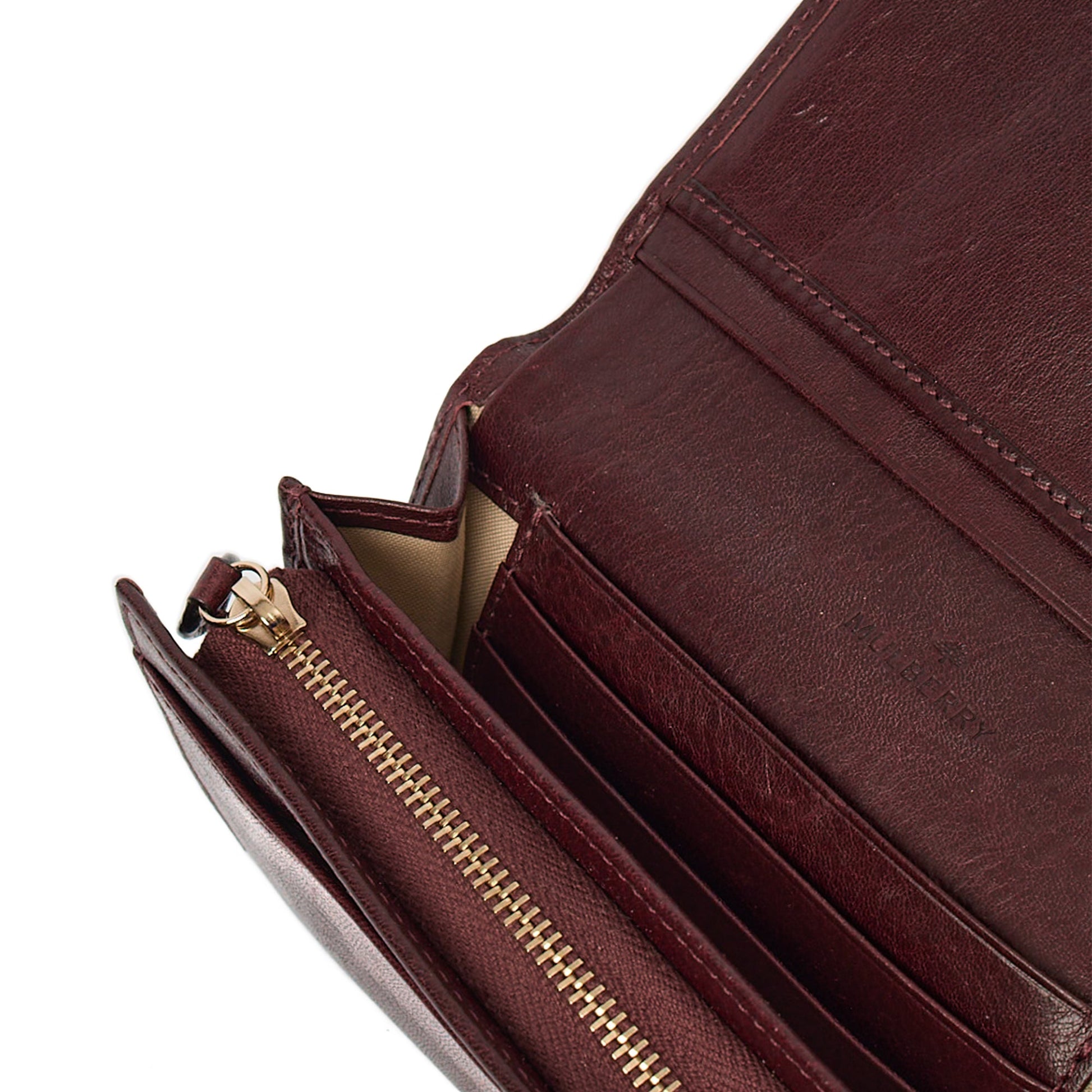 Mulberry Wallet Wallet in Burgundy, Leather — Lifestyle View