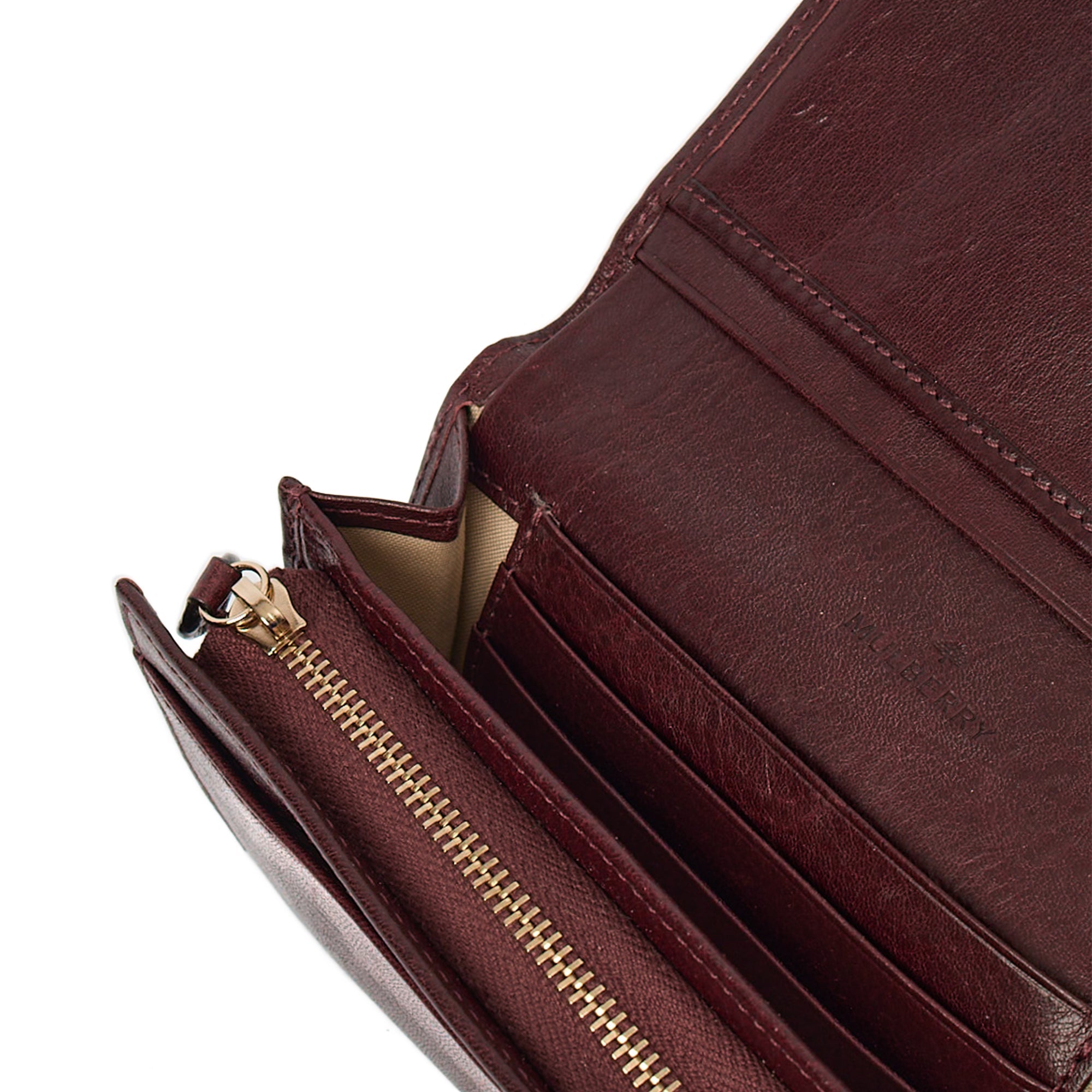 Mulberry Wallet Wallet in Burgundy, Leather — Lifestyle View