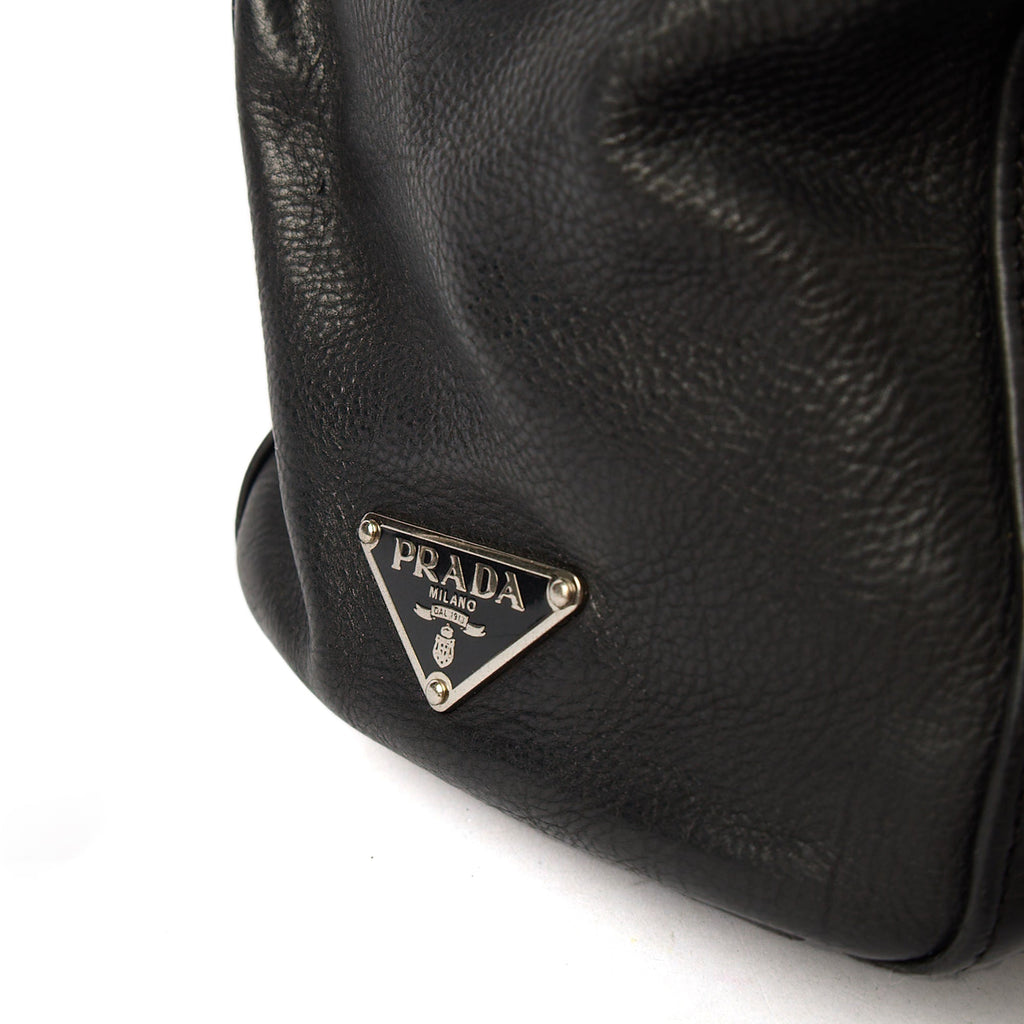 Prada Shoulder Bag Buckle Tote  in Black, Leather — Lifestyle View