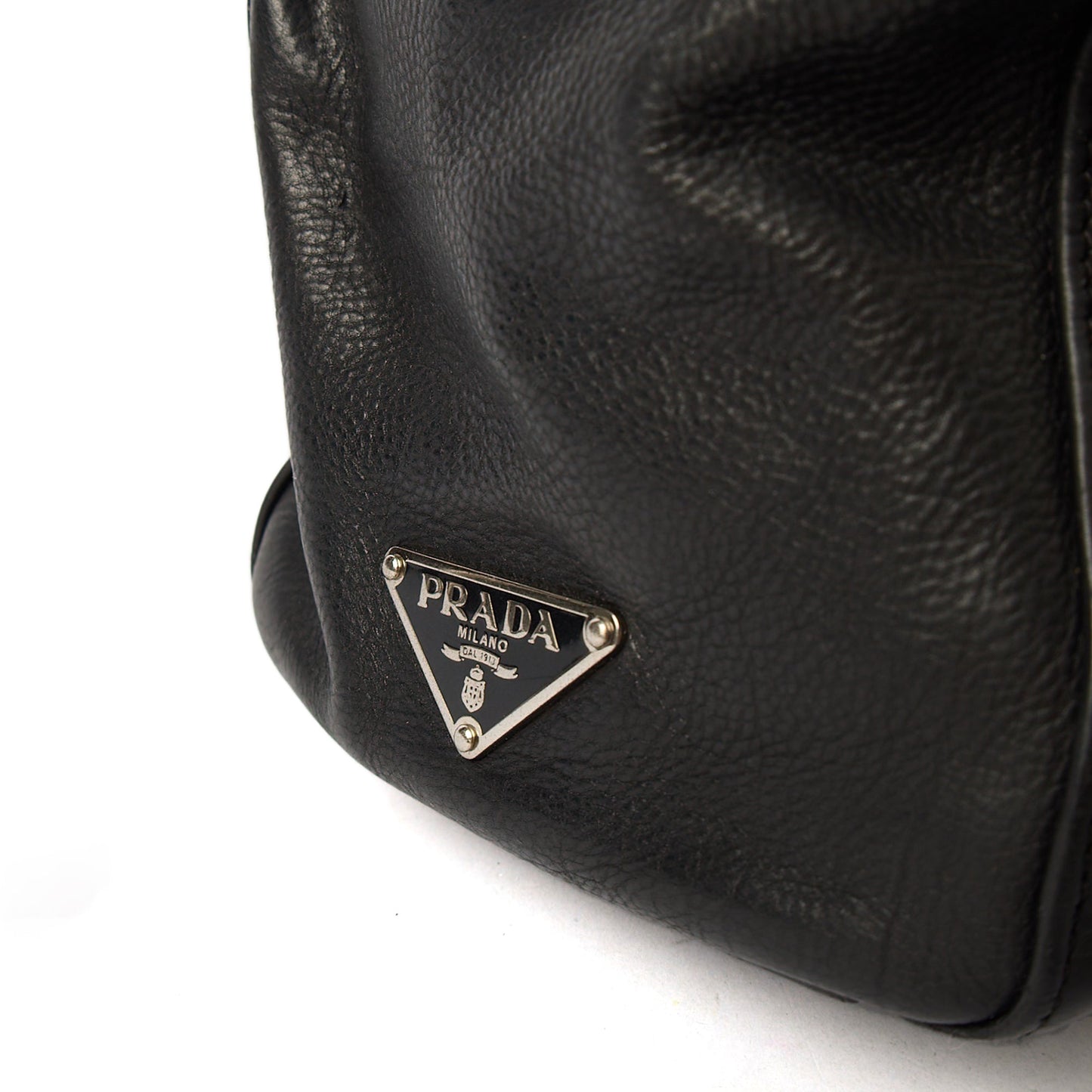 Prada Shoulder Bag Buckle Tote  in Black, Leather — Lifestyle View