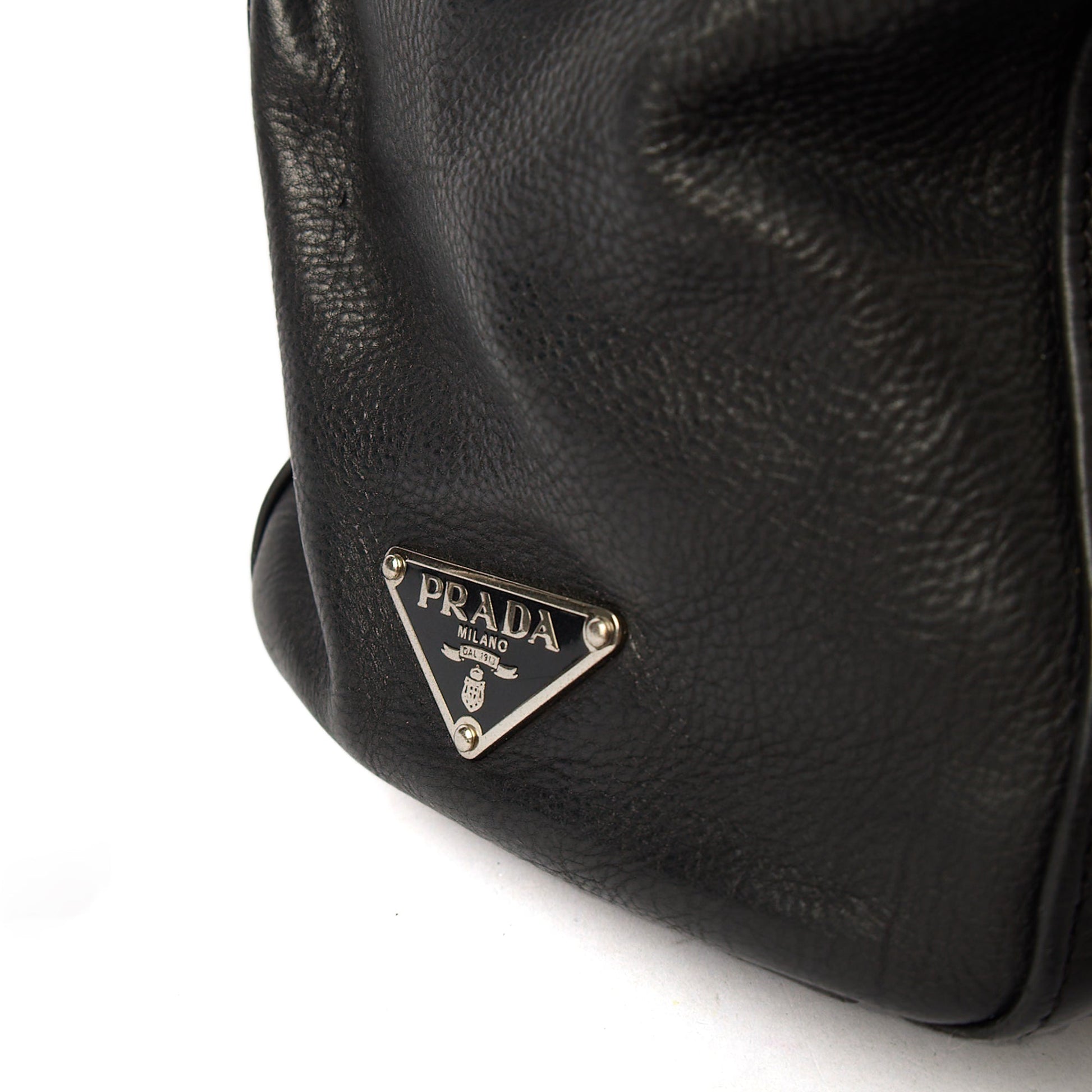 Prada Shoulder Bag Buckle Tote  in Black, Leather — Lifestyle View