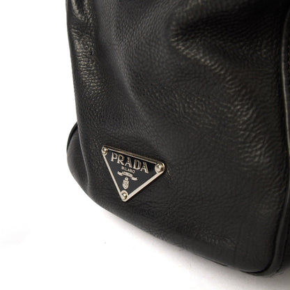 Prada Shoulder Bag Buckle Tote  in Black, Leather — Lifestyle View