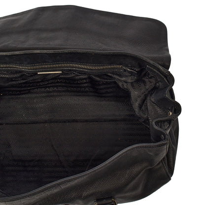Prada Shoulder Bag Buckle Tote  in Black, Leather — Alternate View 8