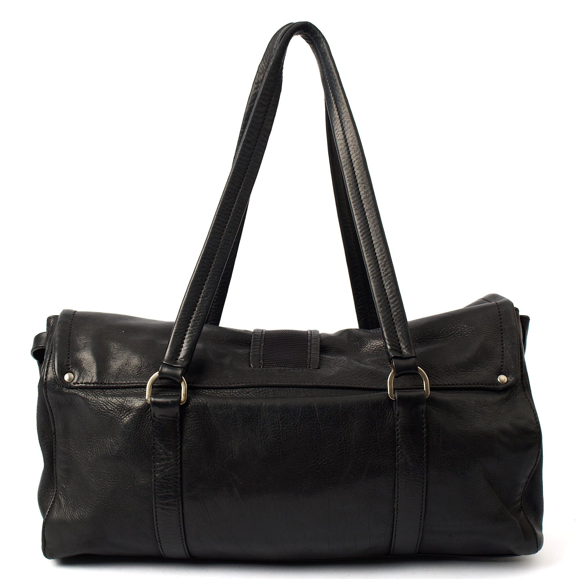 Prada Shoulder Bag Buckle Tote  in Black, Leather — Top View