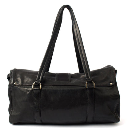 Prada Shoulder Bag Buckle Tote  in Black, Leather — Top View