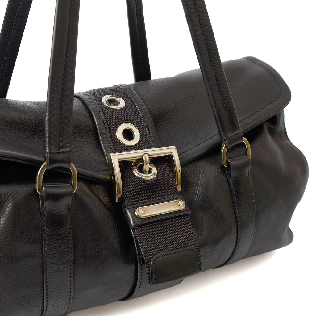 Prada Shoulder Bag Buckle Tote  in Black, Leather — Alternate View 7