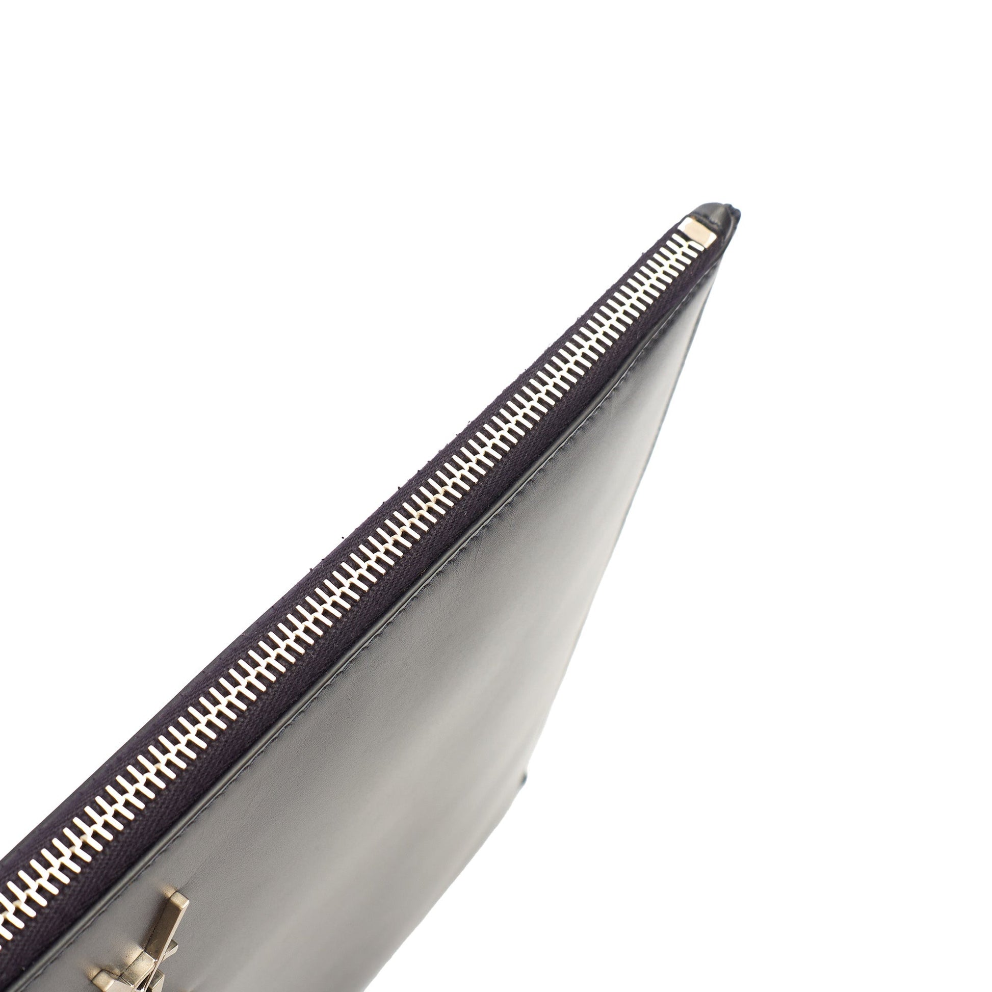 Saint Laurent Clutch Zipped Pouch in Blue, Calfskin Leather — Alternate View 11
