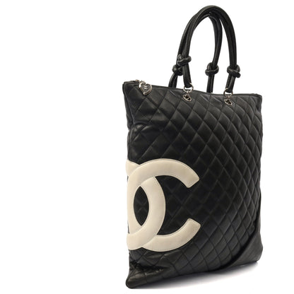 Chanel Tote Cambon Tote in Black, Calfskin Leather — Detail View
