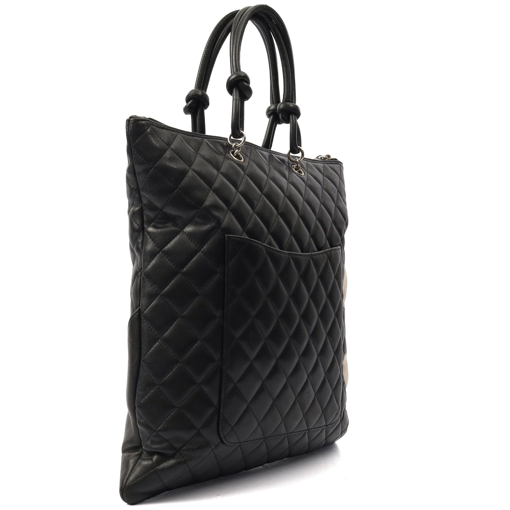 Chanel Tote Cambon Tote in Black, Calfskin Leather — Side View