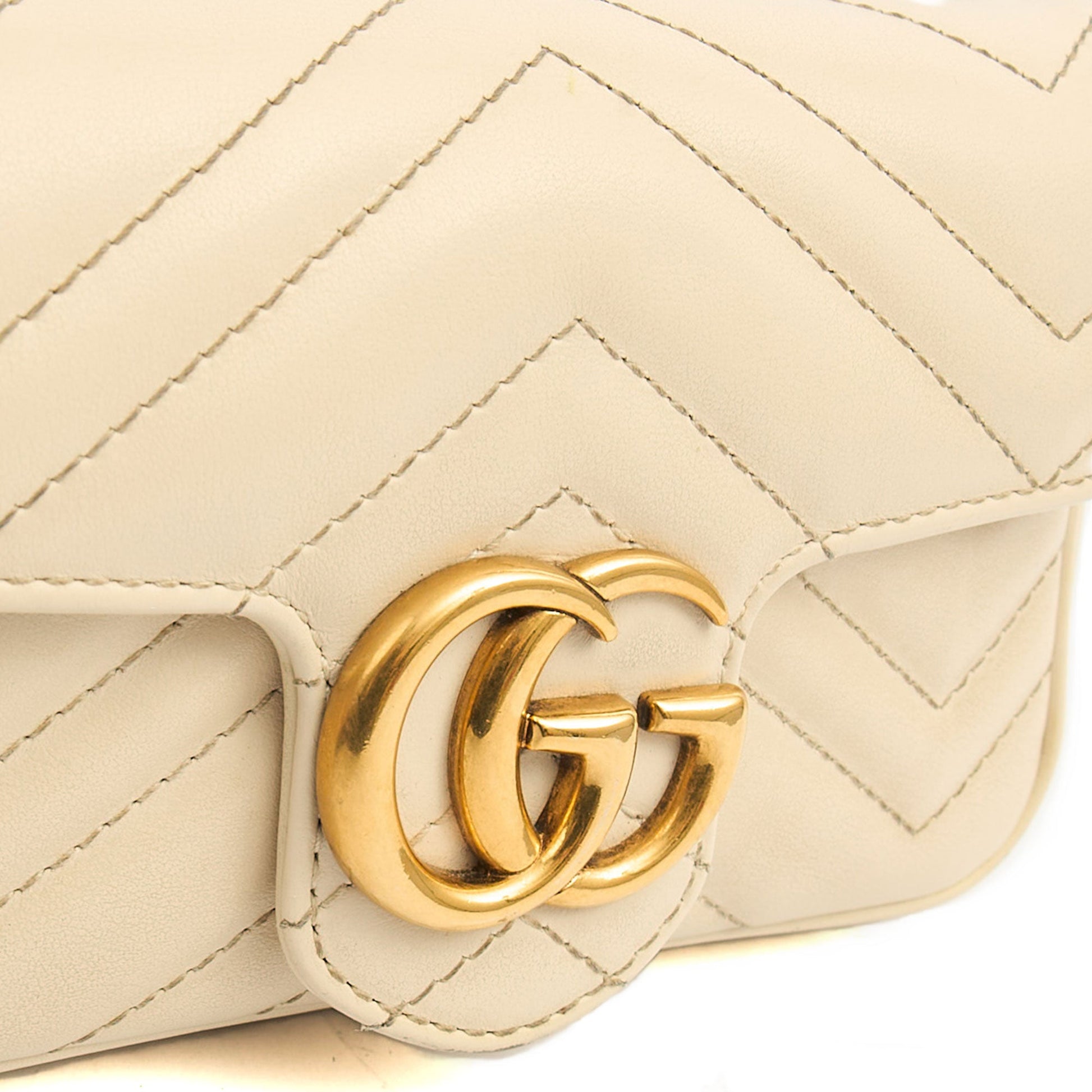 Gucci Cross Body Marmont Shoulder Flap Bag - Super Mini in Neutral, Leather — Alternate View 16