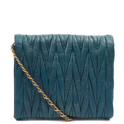 Miu Miu Cross Body Matelasse Crossbody in Blue, Leather — Top View