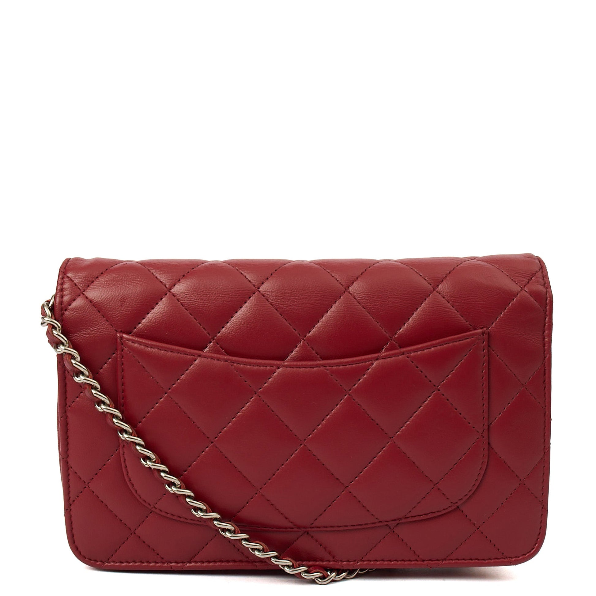 Chanel Cross Body Wallet on Chain in Red, Lambskin Leather — Top View