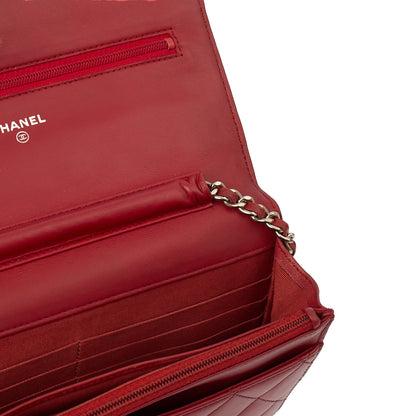 Chanel Cross Body Wallet on Chain in Red, Lambskin Leather — Alternate View 9