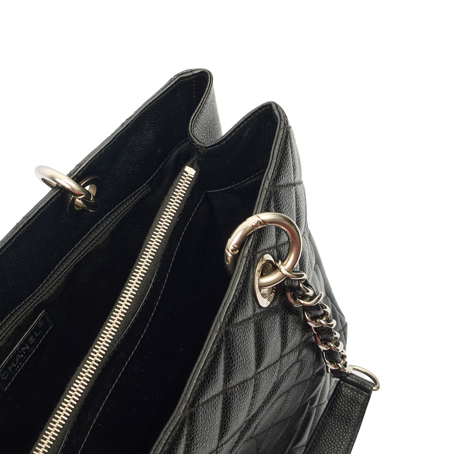 Chanel Tote Grand Shopping Tote in Black, Caviar Leather — Alternate View 8