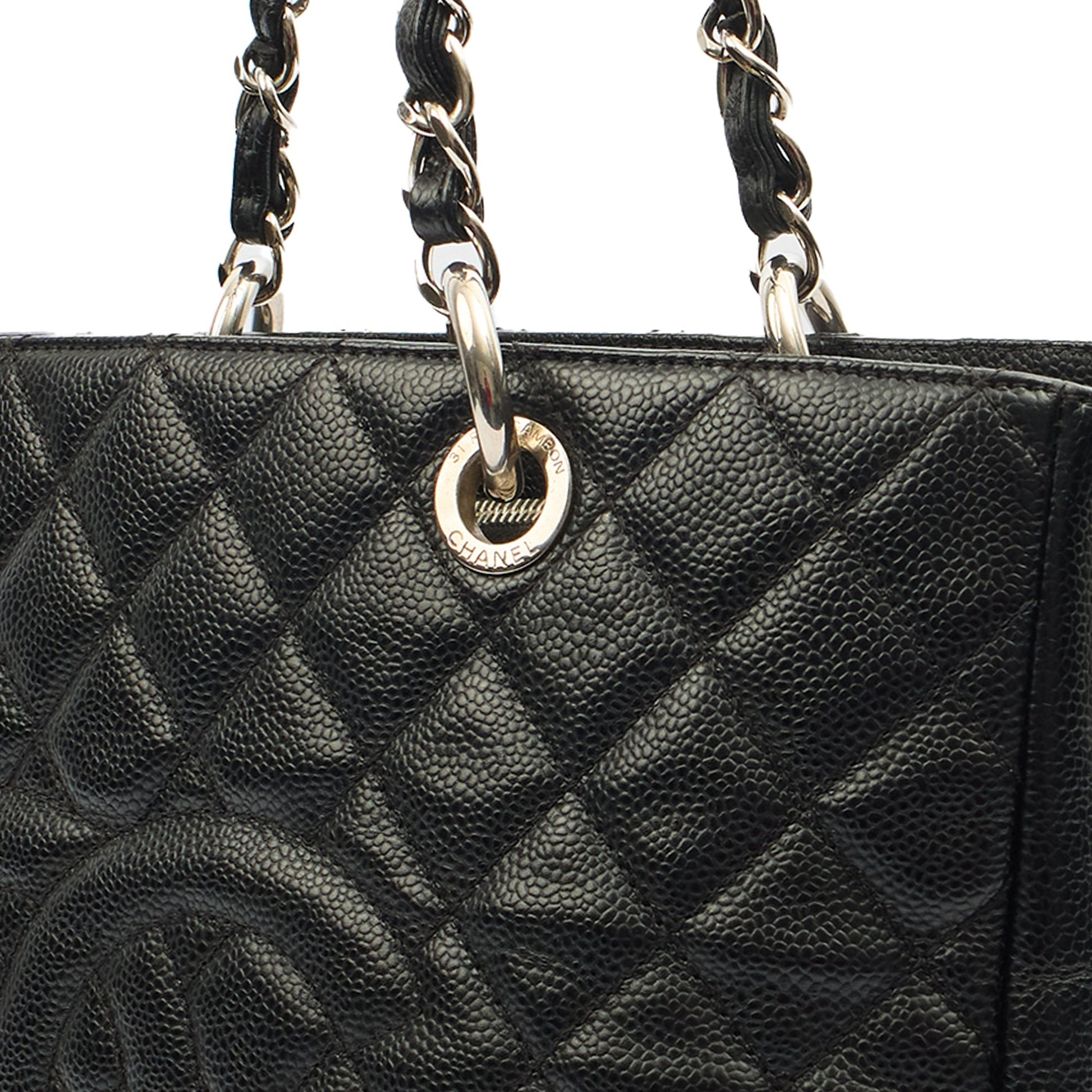Chanel Tote Grand Shopping Tote in Black, Caviar Leather — Lifestyle View