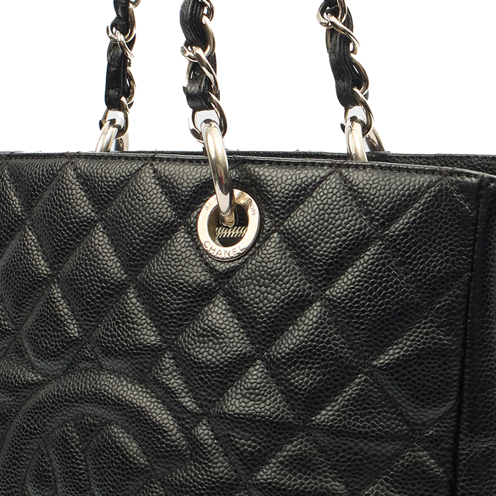 Chanel Tote Grand Shopping Tote in Black, Caviar Leather — Alternate View 22