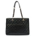 Chanel Tote Grand Shopping Tote in Black, Caviar Leather — Front View